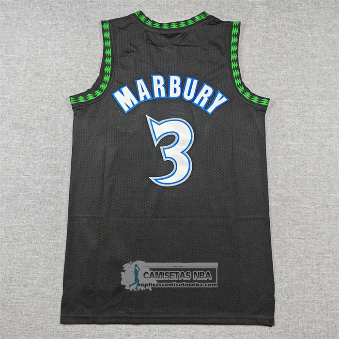 Camiseta Minnesota Timberwolves Stephon Marbury NO 3 Mitchell & Ness 1997-98 Negro
